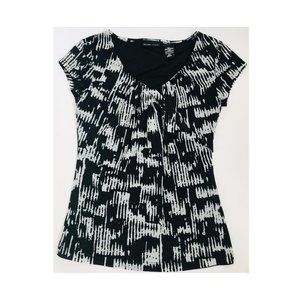 New York&Company stretch black/white lined top XS